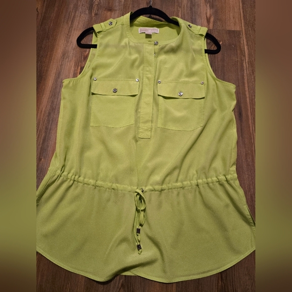 Michael Kors Green Sleeveless Tunic with Mandarin Collar - Picture 2 of 9